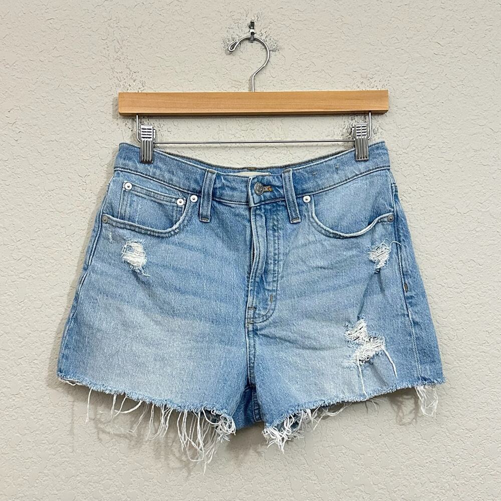 MADEWELL The Perfect Jean Short Blue Distressed Cut Off HR Grunge - Picture 1 of 11